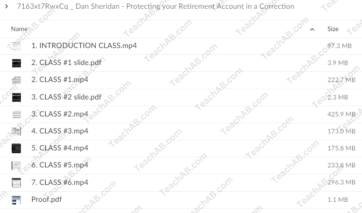 Protecting your Retirement Account in a Correction By Dan Sheridan - Sheridan Options Mentoring - free download