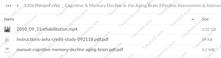 Cognitive & Memory Decline in the Aging Brain: Effective Assessment & Intervention By Maxwell Perkins - free download