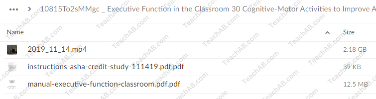 Executive Function in the Classroom: 30 Cognitive-Motor Activities to Improve Attention, Memory & Self-Regulation By Lynne Kenney - free download