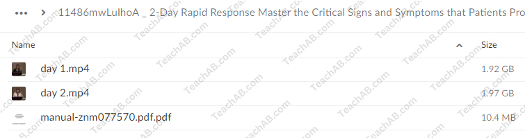 2-Day: Rapid Response: Master the Critical Signs and Symptoms that Patients Provide By Rachel Cartwright-Vanzant - free download