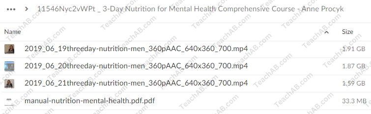3-Day: Nutrition for Mental Health Comprehensive Course By Anne Procyk - free download