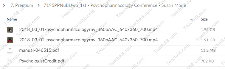 Psychopharmacology Conference By Susan Marie - free download
